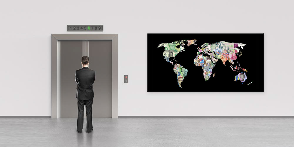 Dünya Haritası Para Temalı Büyük Ebat Duvar Dekoru 7955