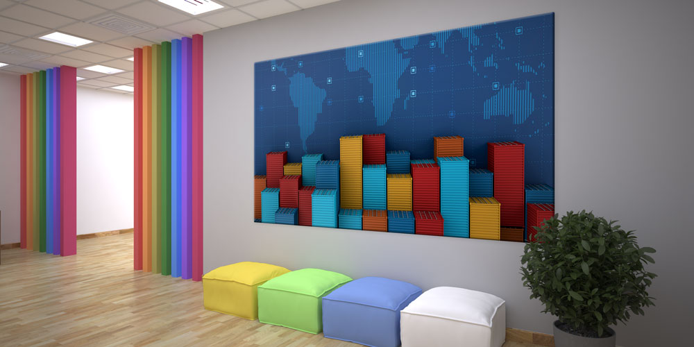 Lojistik ve Ticaret Konteyner Temalı Büyük Ebat Duvar Dekoru 7956