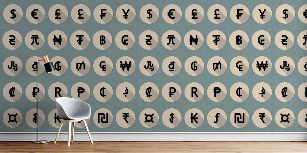 Dünya Para Birimleri Sembol Tasarımlı Duvar Kağıdı 5340