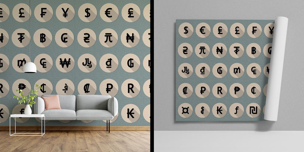 Dünya Para Birimleri Sembol Tasarımlı Duvar Kağıdı 5340