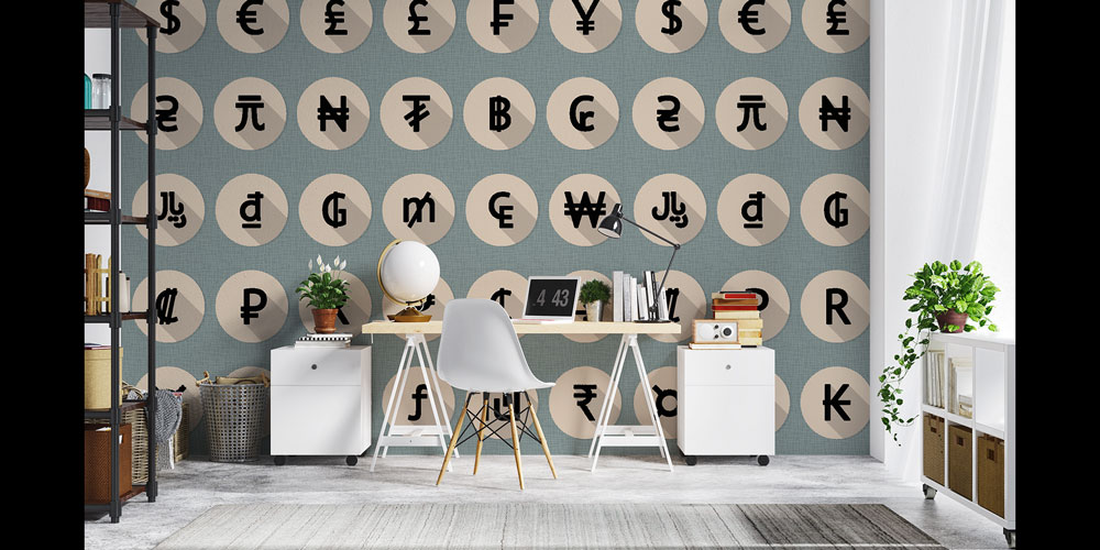 Dünya Para Birimleri Sembol Tasarımlı Duvar Kağıdı 5340