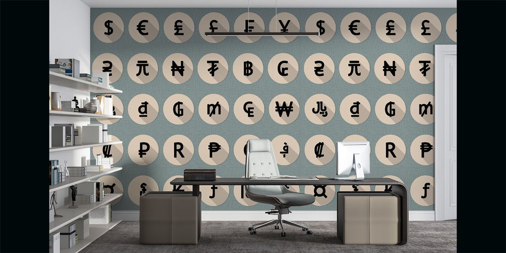 Dünya Para Birimleri Sembol Tasarımlı Duvar Kağıdı 5340