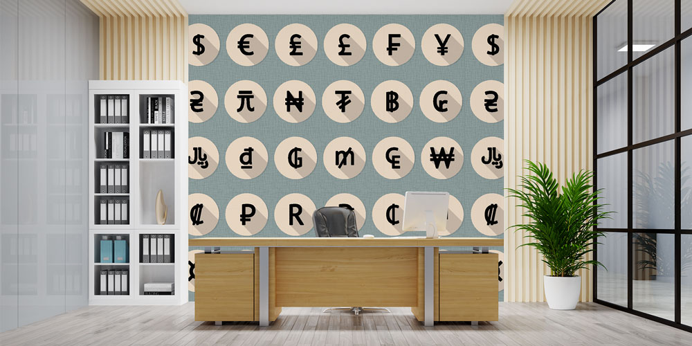 Dünya Para Birimleri Sembol Tasarımlı Duvar Kağıdı 5340