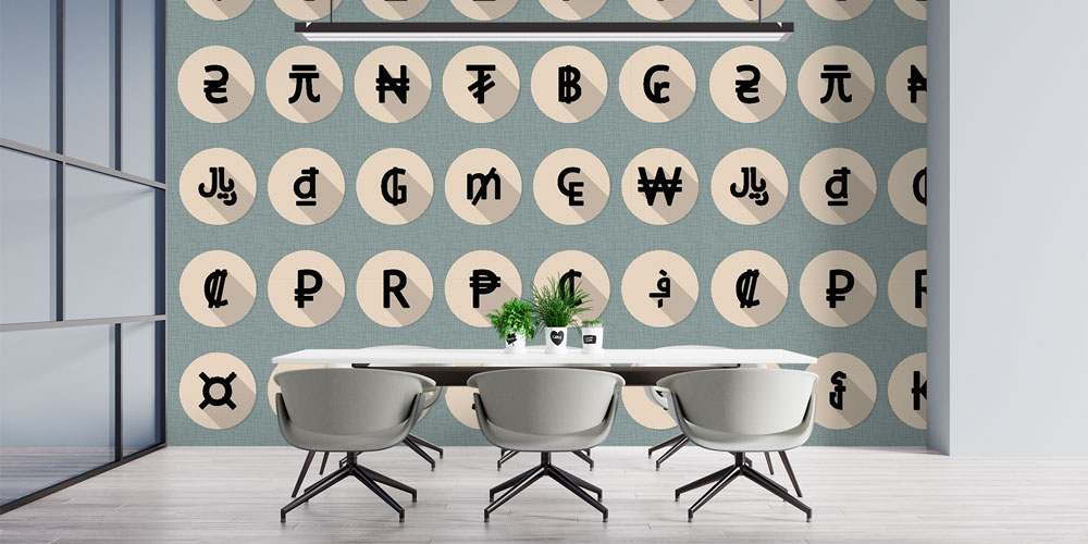 Dünya Para Birimleri Sembol Tasarımlı Duvar Kağıdı 5340