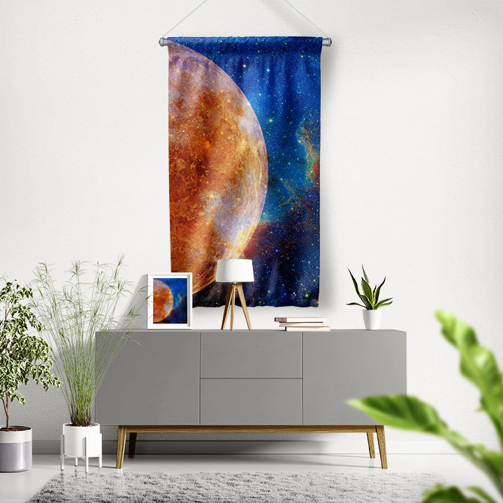 Dev Gezegen Galaksi Uzay Duvar Flaması 4373