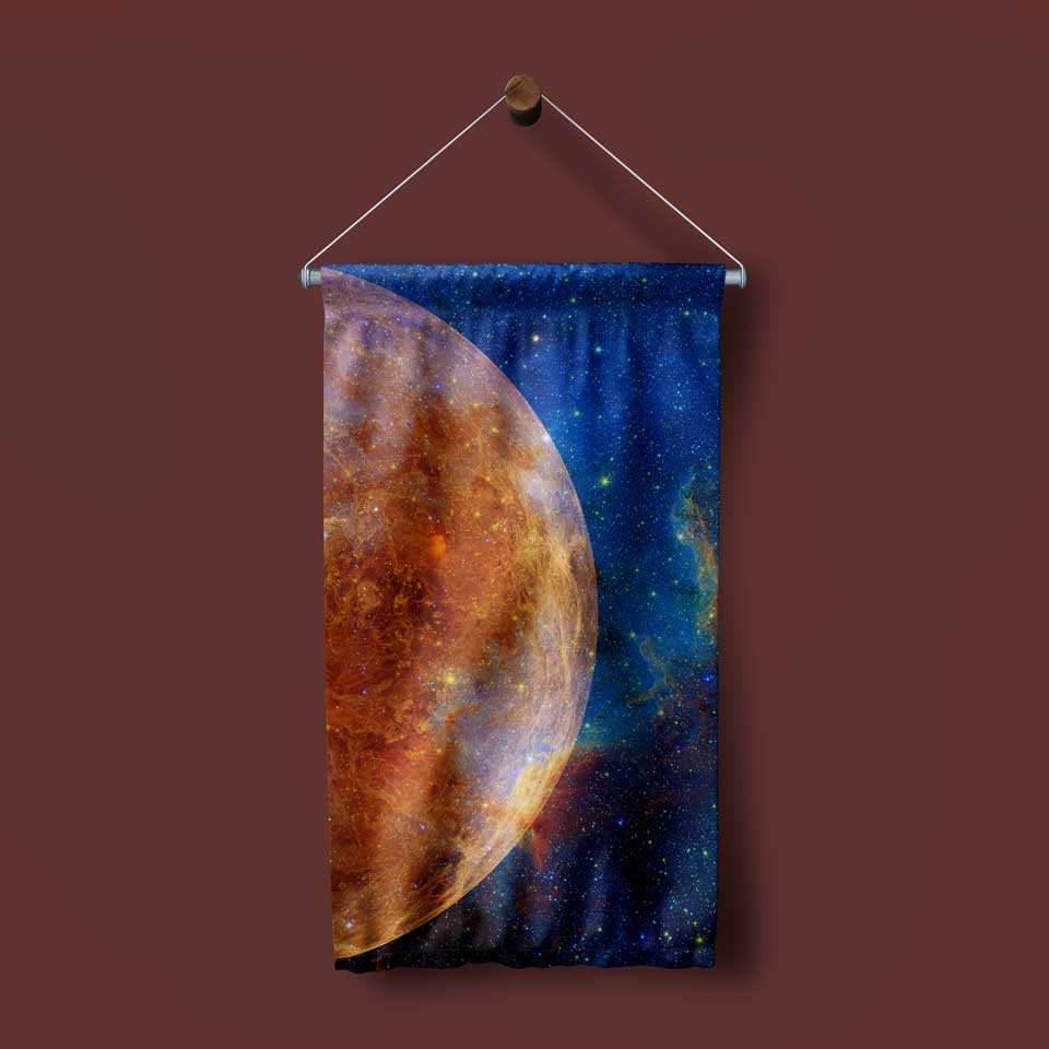 Dev Gezegen Galaksi Uzay Duvar Flaması 4373