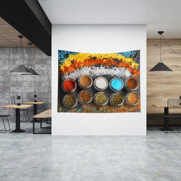 Baharat ve Renkli Tuz Kavanozları Duvar Örtüsü 12500