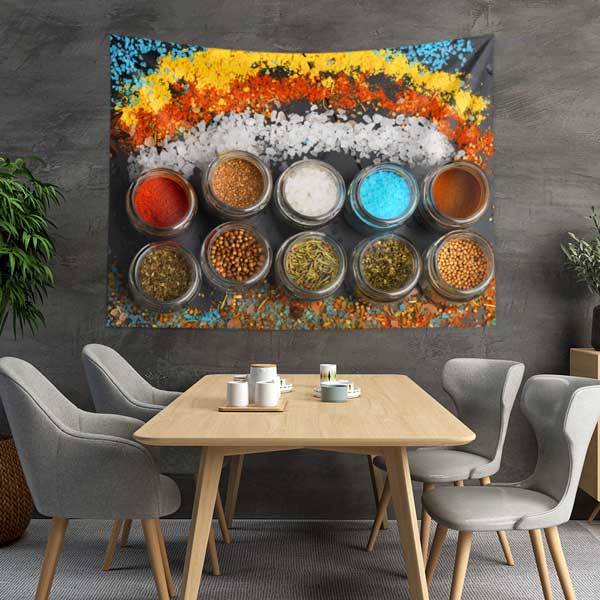 Baharat ve Renkli Tuz Kavanozları Duvar Örtüsü 12500