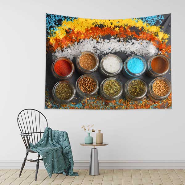 Baharat ve Renkli Tuz Kavanozları Duvar Örtüsü 12500
