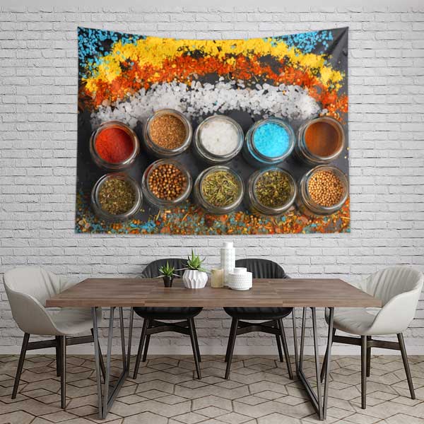 Baharat ve Renkli Tuz Kavanozları Duvar Örtüsü 12500