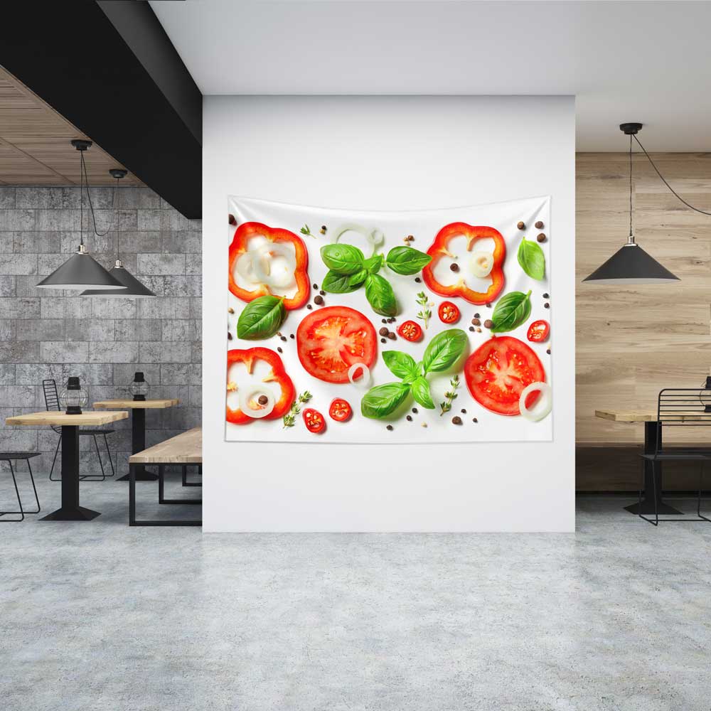 Domates ve Biber Dilimleri Duvar Örtüsü 12507