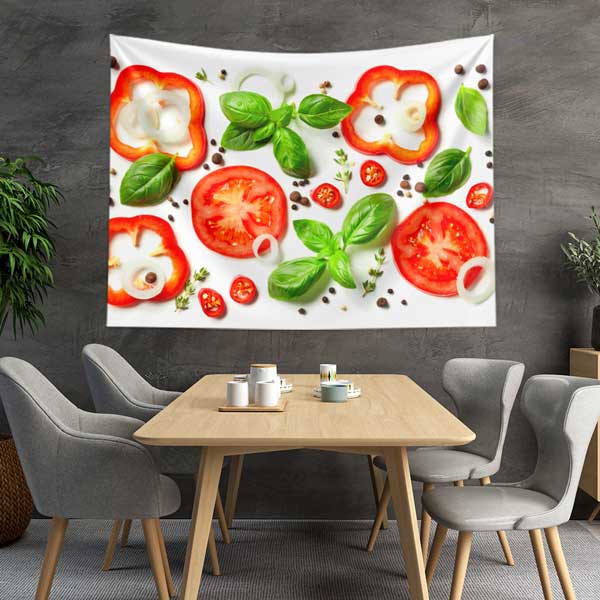 Domates ve Biber Dilimleri Duvar Örtüsü 12507