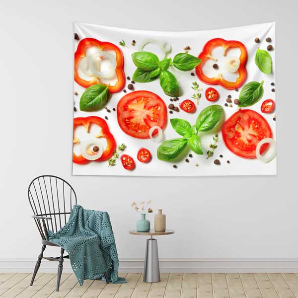 Domates ve Biber Dilimleri Duvar Örtüsü 12507