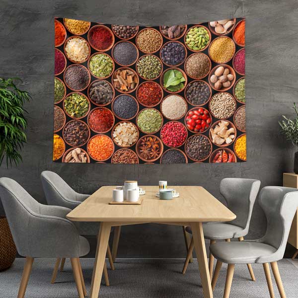 Renkli Baharat Kaseleri Duvar Örtüsü 12498