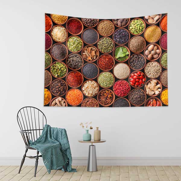 Renkli Baharat Kaseleri Duvar Örtüsü 12498