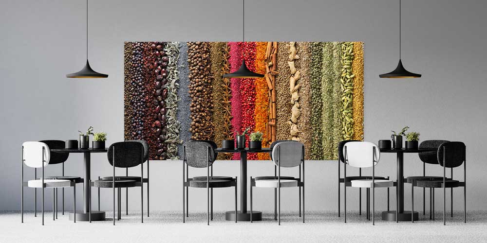 Renkli Baharat Çeşitleri Temalı Büyük Ebat Duvar Dekoru – 12407