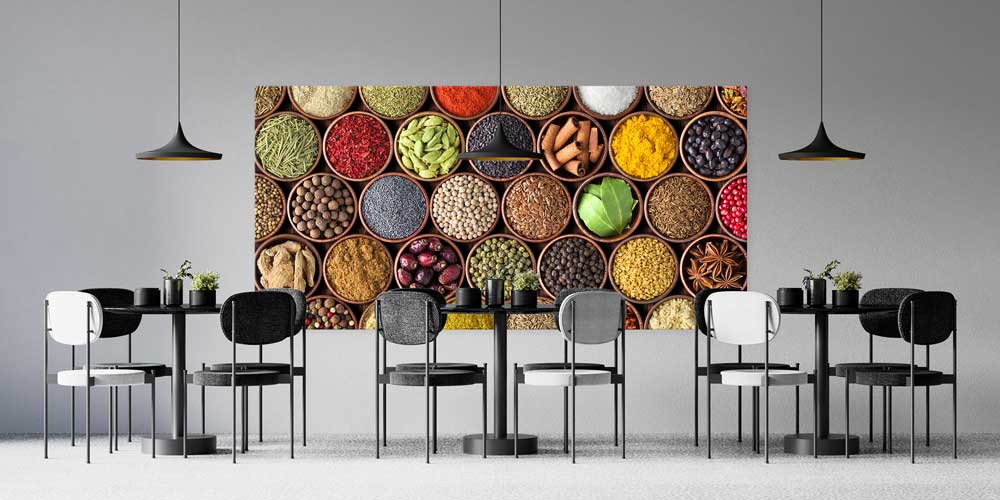 Baharat Kavanozları Temalı Büyük Ebat Duvar Dekoru – 12408