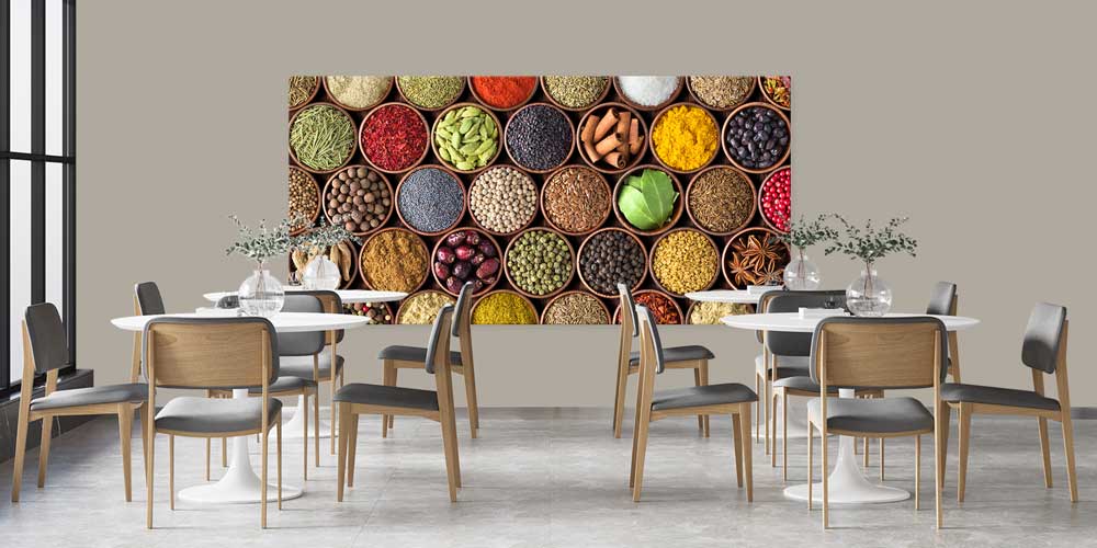 Baharat Kavanozları Temalı Büyük Ebat Duvar Dekoru – 12408