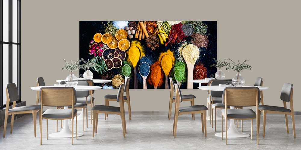 Renkli Baharat ve Kurutulmuş Bitkiler Temalı Büyük Ebat Duvar Dekoru – 12409