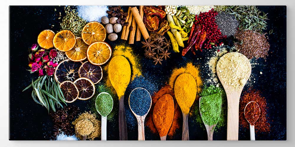 Renkli Baharat ve Kurutulmuş Bitkiler Temalı Büyük Ebat Duvar Dekoru – 12409