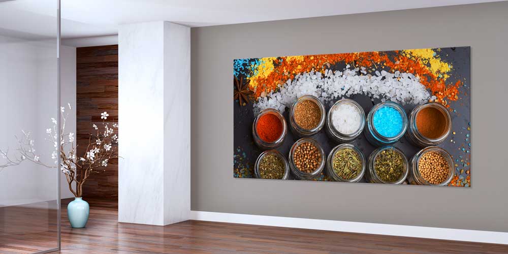 Baharat Kavanozları ve Renkli Tuzlar Temalı Büyük Ebat Duvar Dekoru – 12410
