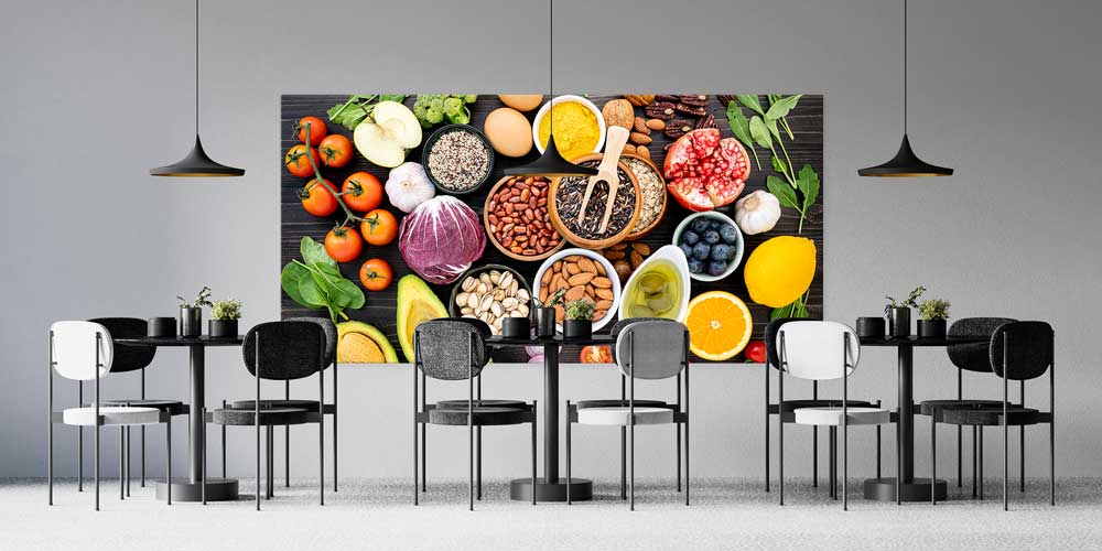 Renkli Sebze, Meyve ve Bakliyat Temalı Büyük Ebat Duvar Dekoru – 12412
