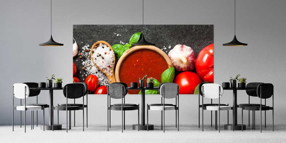 Domates Sosu ve Taze Baharatlar Temalı Büyük Ebat Duvar Dekoru – 12414