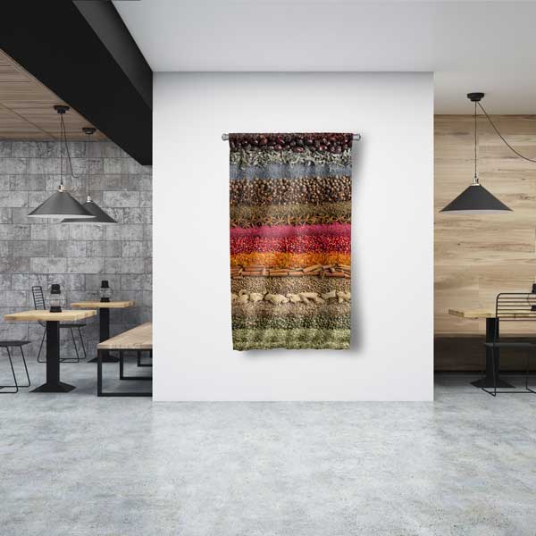 food-wall-art-banner-12599-00 Renkli Baharat Katmanları Desenli Duvar Flaması 12599