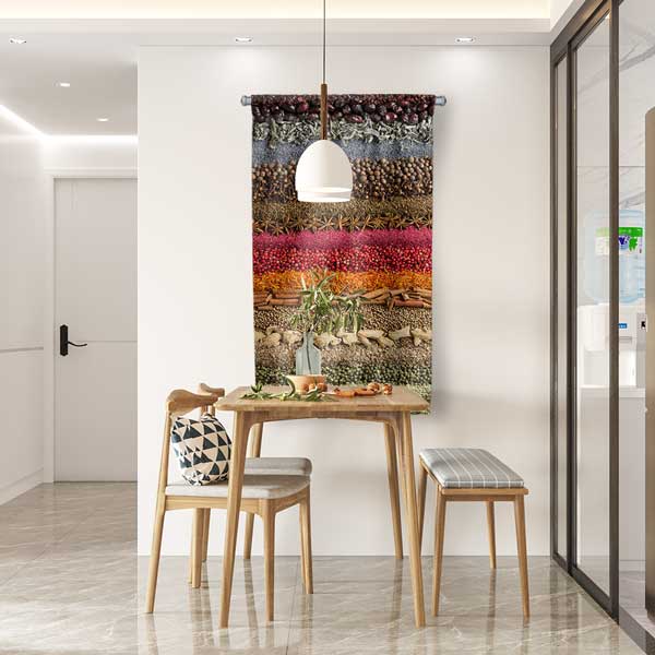 Renkli Baharat Katmanları Desenli Duvar Flaması 12599