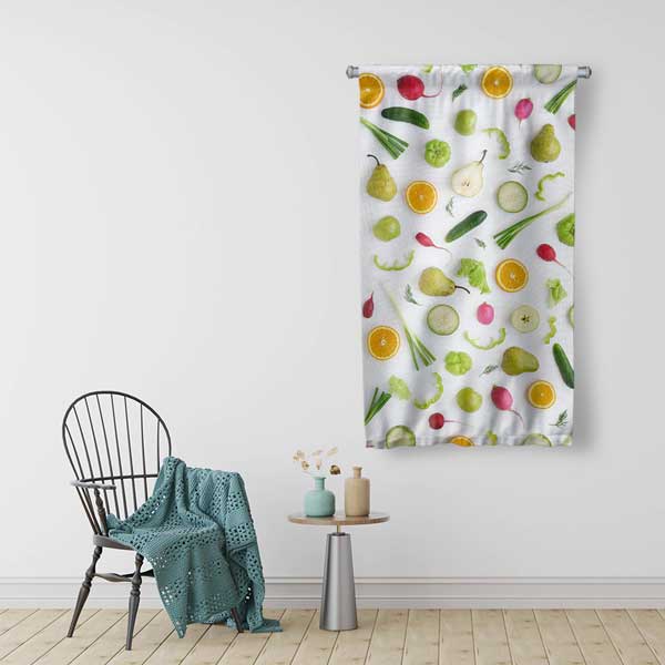 Sebze ve Meyve Desenli Mutfak Sanatı Duvar Flaması 12602