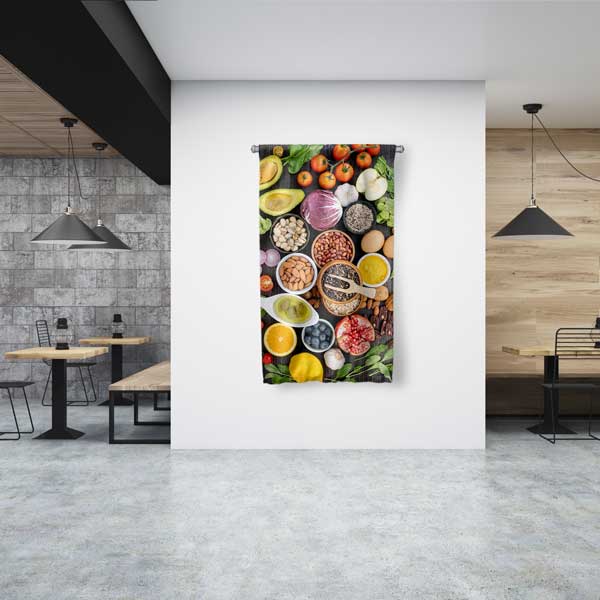 food-wall-art-banner-12608-00 Mutfak Sanatı Renkli Besinler Duvar Flaması Kumaş Baskı 12608