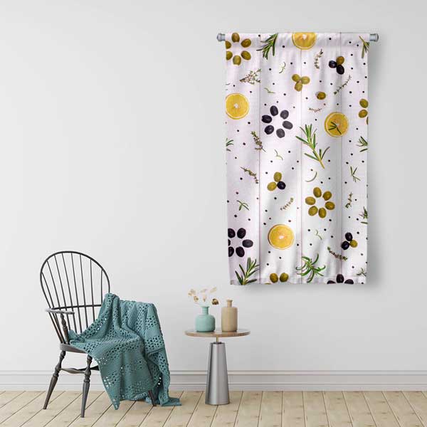 Zeytin ve Baharat Desenli Duvar Flaması Kumaş Baskı 12609