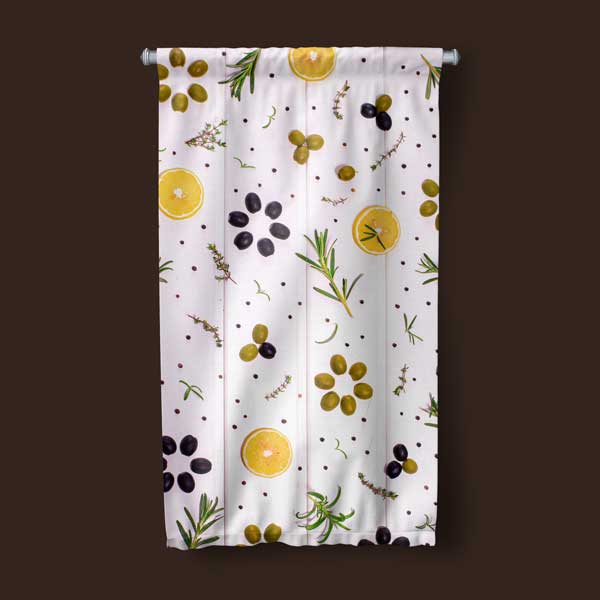 Zeytin ve Baharat Desenli Duvar Flaması Kumaş Baskı 12609