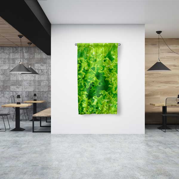 food-wall-art-banner-12610-00 Yeşil Marul Dokulu Duvar Flaması Kumaş Baskı 12610