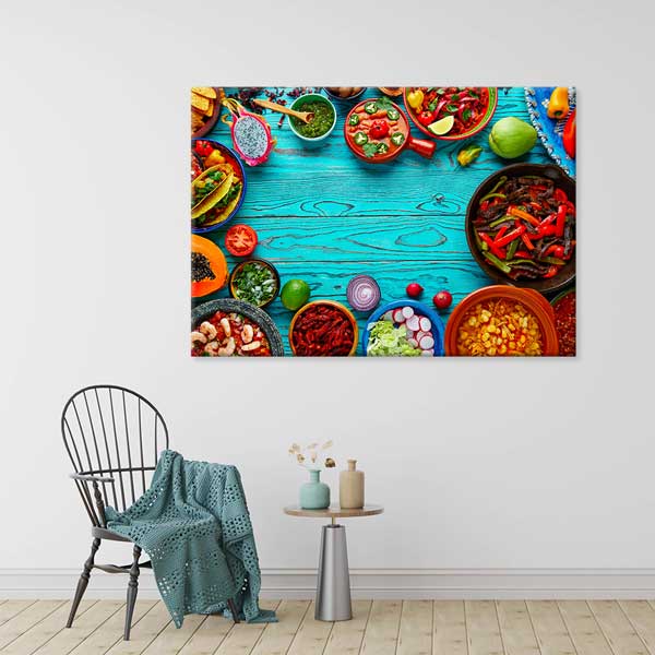 Meksika Sofrası Temalı Canlı Renkli Kanvas Duvar Tablosu – 12226
