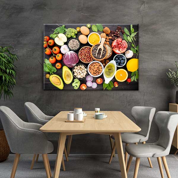 food-wall-art-decor-12230-04 Sağlıklı Besinler ve Doğal Gıdalar Temalı Kanvas Duvar Tablosu – 12230