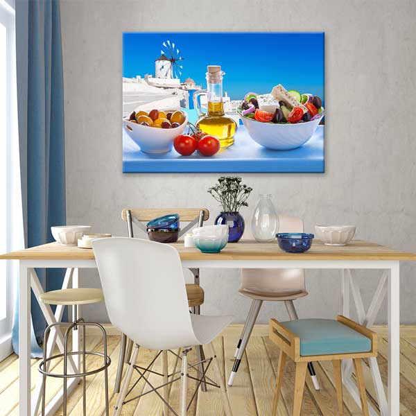 food-wall-art-decor-12232-01 Ege Mutfağı ve Zeytinyağı Temalı Kanvas Duvar Tablosu – 12232