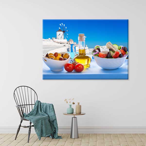 food-wall-art-decor-12232-03 Ege Mutfağı ve Zeytinyağı Temalı Kanvas Duvar Tablosu – 12232