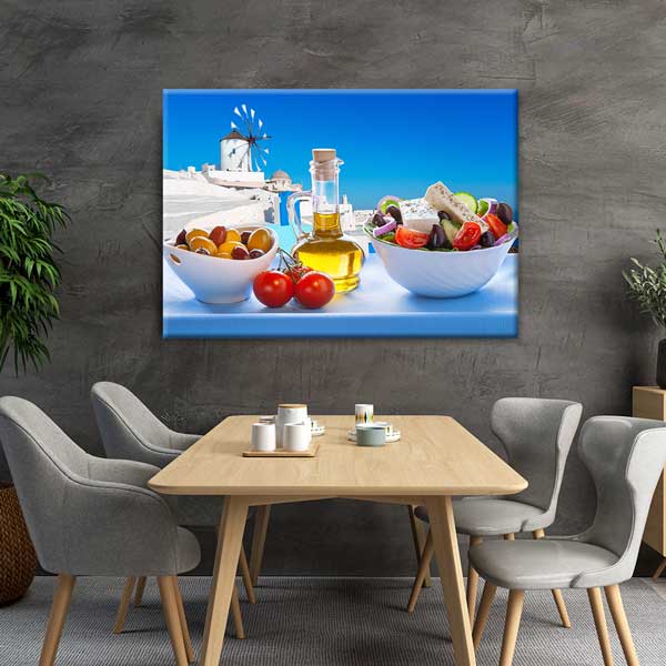 food-wall-art-decor-12232-04 Ege Mutfağı ve Zeytinyağı Temalı Kanvas Duvar Tablosu – 12232