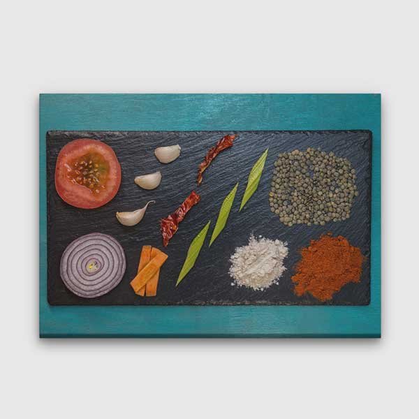 Gastronomi Sanatı Temalı Sebze ve Baharat Kompozisyonlu Kanvas Duvar Tablosu – 12234