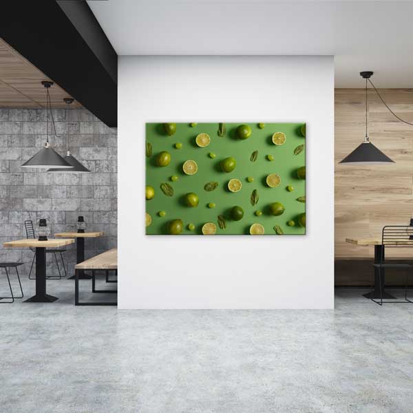 Yeşil Limon ve Nane Desenli Mutfak Sanatı Duvar Tablosu – 12244