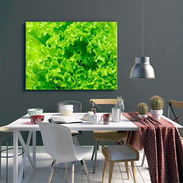Yeşil Marul Yaprakları Detaylı Mutfak Sanatı Duvar Tablosu – 12246