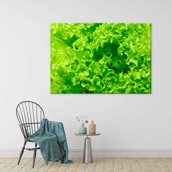 Yeşil Marul Yaprakları Detaylı Mutfak Sanatı Duvar Tablosu – 12246