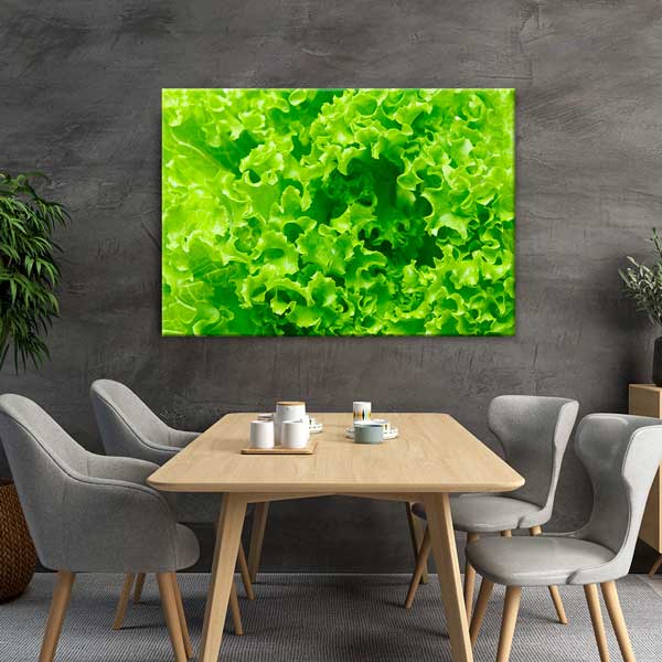 Yeşil Marul Yaprakları Detaylı Mutfak Sanatı Duvar Tablosu – 12246