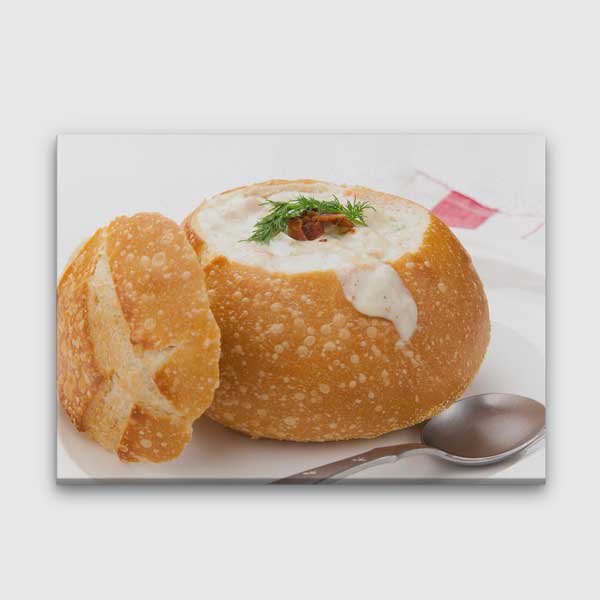 Ekmekte Çorba Sunumu Temalı Mutfak Sanatı Kanvas Tablo – 12251