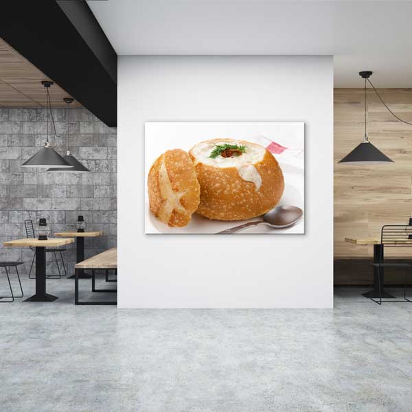 Ekmekte Çorba Sunumu Temalı Mutfak Sanatı Kanvas Tablo – 12251