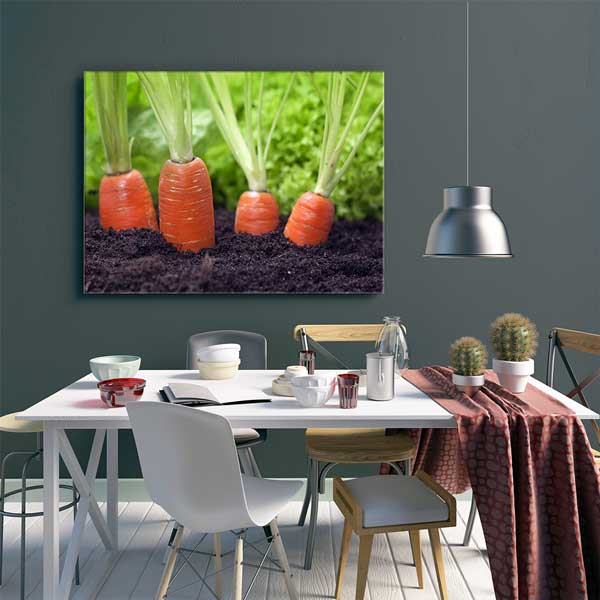 Topraktan Yükselen Havuçlar Temalı Mutfak Sanatı Kanvas Tablo – 12252