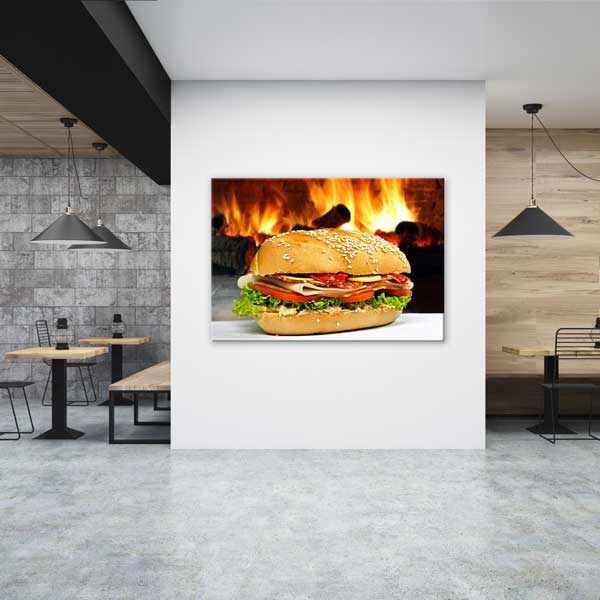 Odun Ateşi Önünde Sandviç Temalı Mutfak Sanatı Kanvas Tablo – 12253