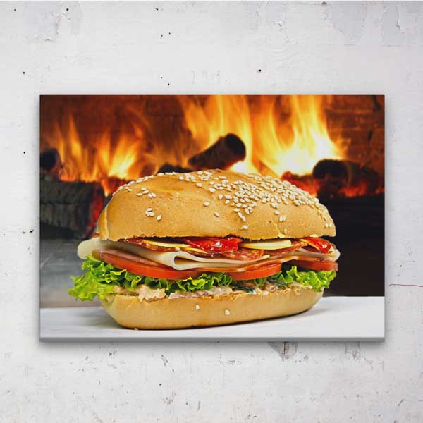 Odun Ateşi Önünde Sandviç Temalı Mutfak Sanatı Kanvas Tablo – 12253