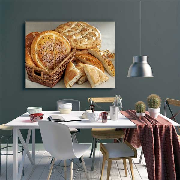 Taze Pide ve Ekmekler Temalı Mutfak Sanatı Kanvas Tablo – 12255